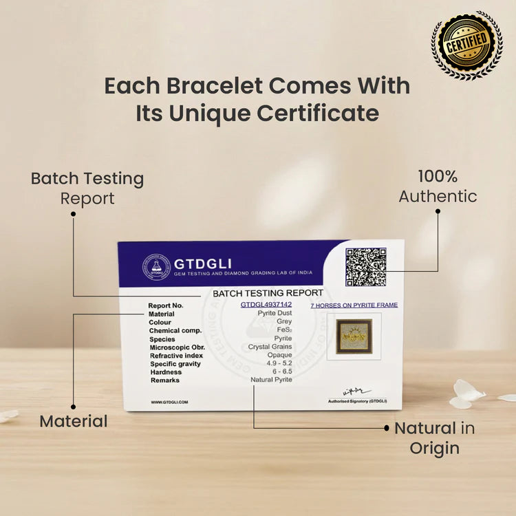 7 Horses on Raw Pyrite Frame