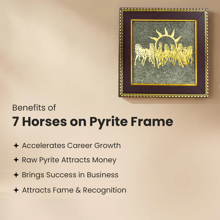 7 Horses on Raw Pyrite Frame